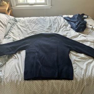 Schott Ribbed Wool Crewneck Sweater — Navy Blue — Size XL